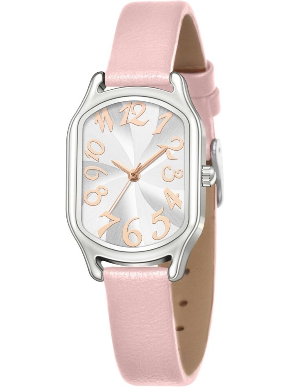 Women's Pink/Silver Square Classic Vintage Dial Leather Strap Cute Wrist Watch